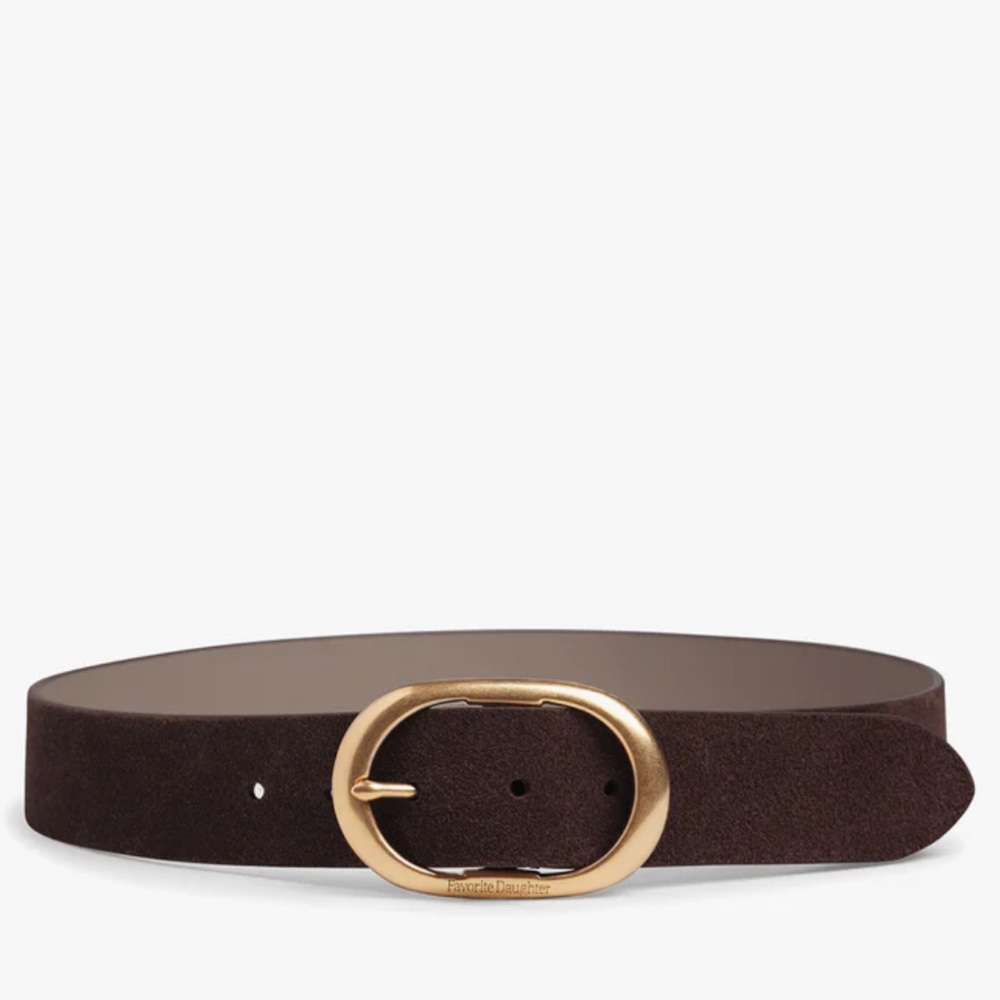 NWT Favorite Daughter THE SUEDE JEAN BELT In Chocolate/Antique Brass